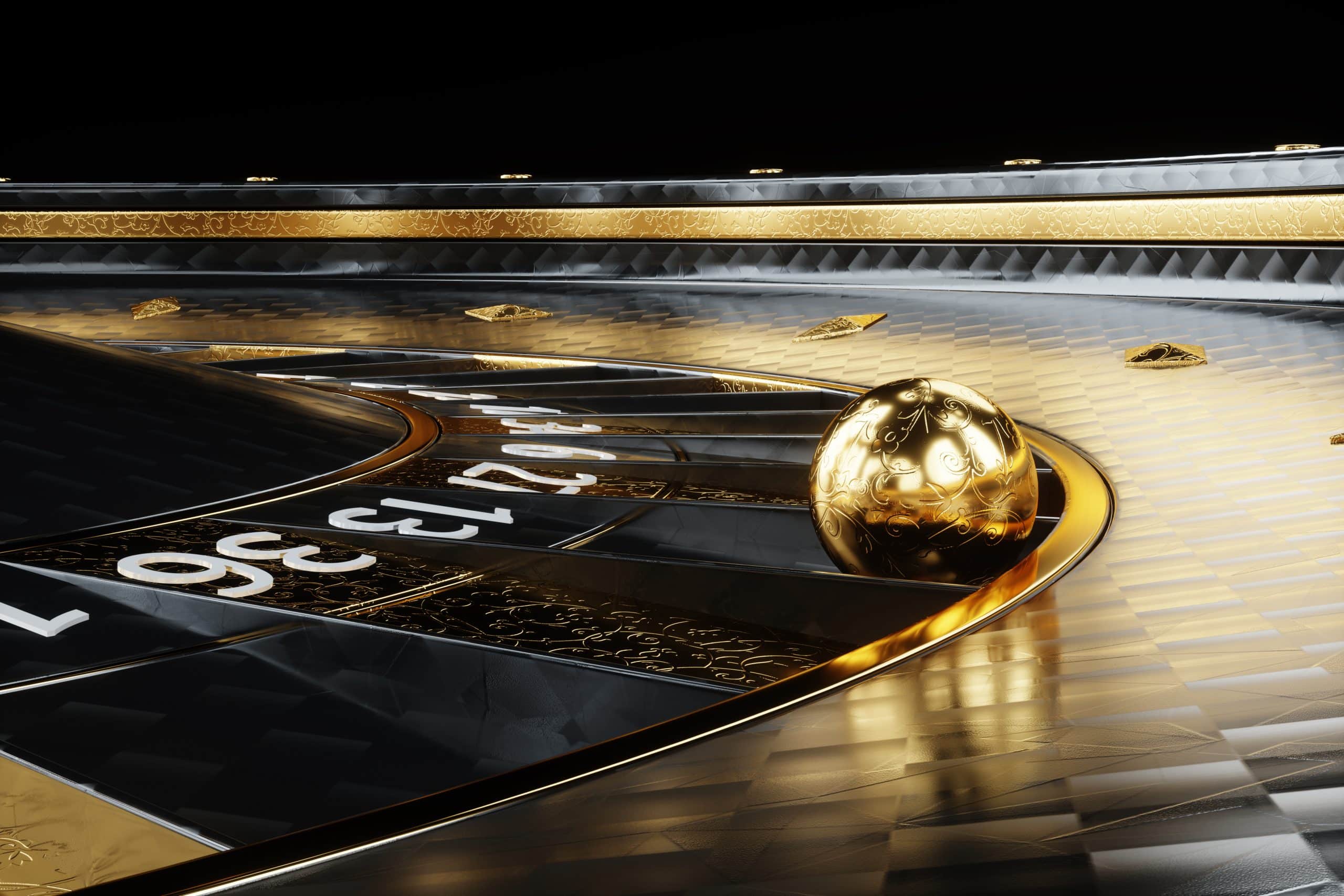 black gold roulette close up casino concept vegas creative template addiction 3d illustration 3d render scaled