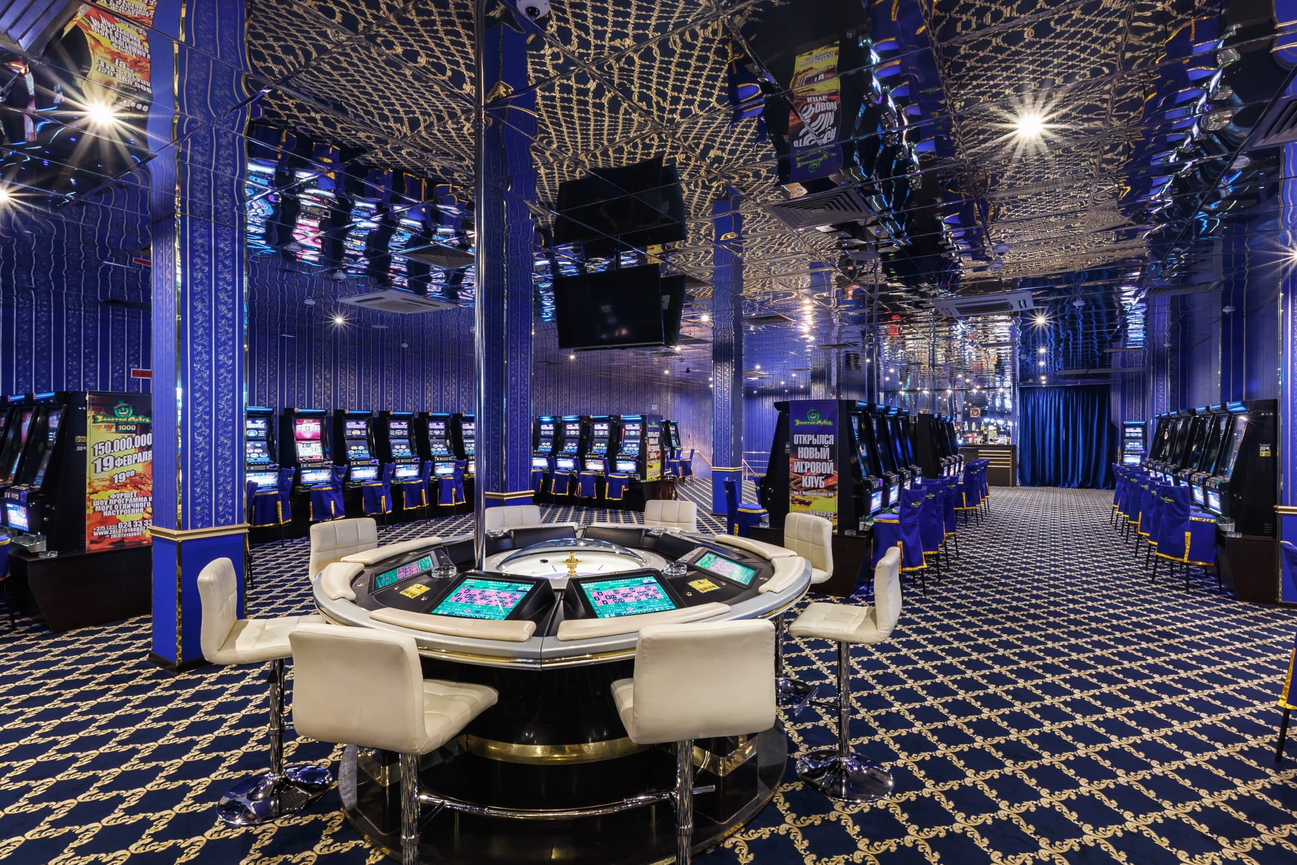 las vegas usa may 2017 interior elite luxury vip casino with rows gambling slots machine classic blue style color scaled